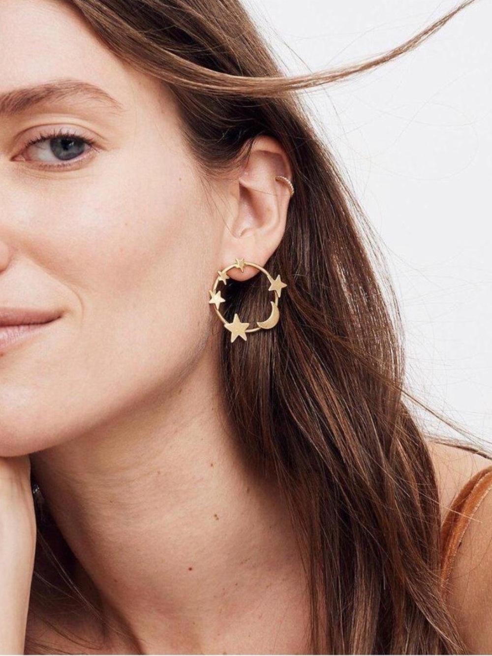 Madewell Gold Star & Moon Hoop